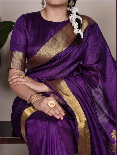 Purple Raw Silk Saree