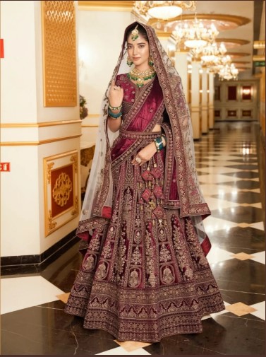 Luxurious Bridal Special Lycra Velvet Lehenga Choli