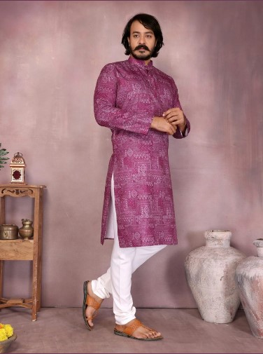 Pink Heavy Cotton Sequence Work Kurta Pyjama