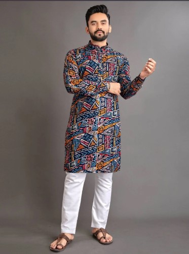 Colorful Foil Printed Kurta Pajama
