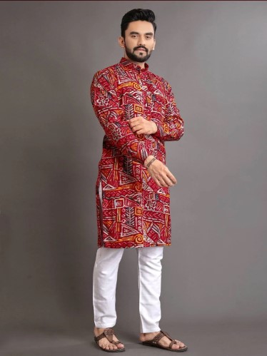 Printed Cotton Kurta and Pajama