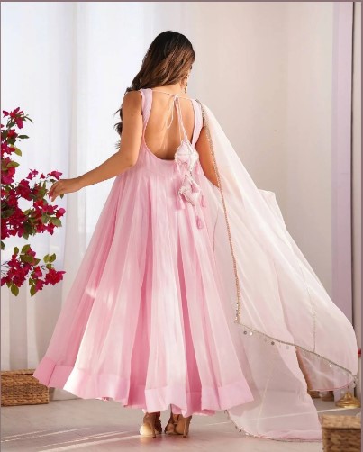 Designer PInk Georgette Anarkali Kurti