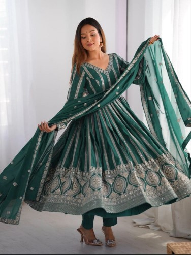 Star Georgette Gown with Sequin Embroidery Dupatta