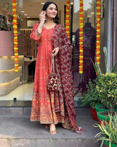 Authentic Luxurious Roman silk Anarkali suit