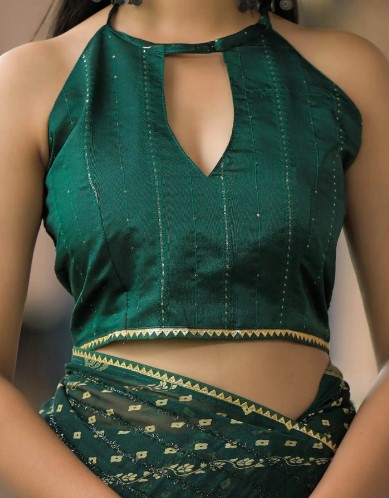 Bottle Green Heavy Georgette Silk Printed Saree