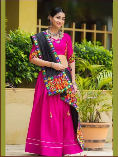 Rani Pink Gamthi Cotton Lehenga Choli
