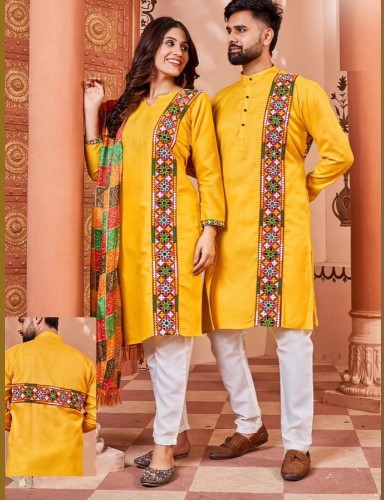 Matching Navratri Twinning Cotton With Embroidery Stylish