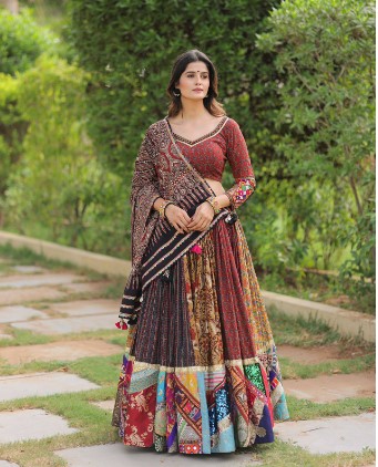 Heavy Muslin Cotton Printed Lehenga Choli  IN 6-MTR  FLAIR